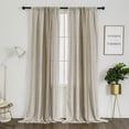 thumbnail image 1 of LUXUR Window Curtain Panel Drapes Treatments Boho Grid Curtains Rod Pocket Bohemian Long Light Filtering Linen Textured Home Decor 2#Coffee W:54"x H:63"/137cm*160cm, 1 of 8
