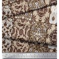 thumbnail image 3 of Soimoi Moss Georgette Fabric Check & Damask Patchwork Print Fabric by the Yard 42 Inch Wide, 3 of 3