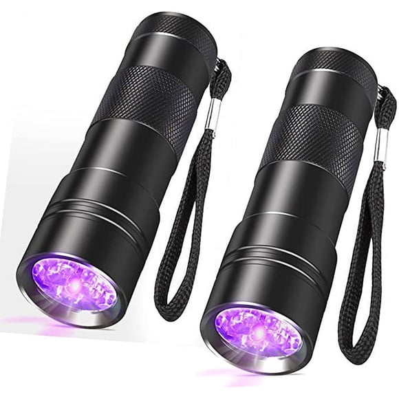 Black Light Torch, 2 Pack of 12 LED UV Black Light Torches, 395nm Handheld Torch, Professional Urine Detector black D01