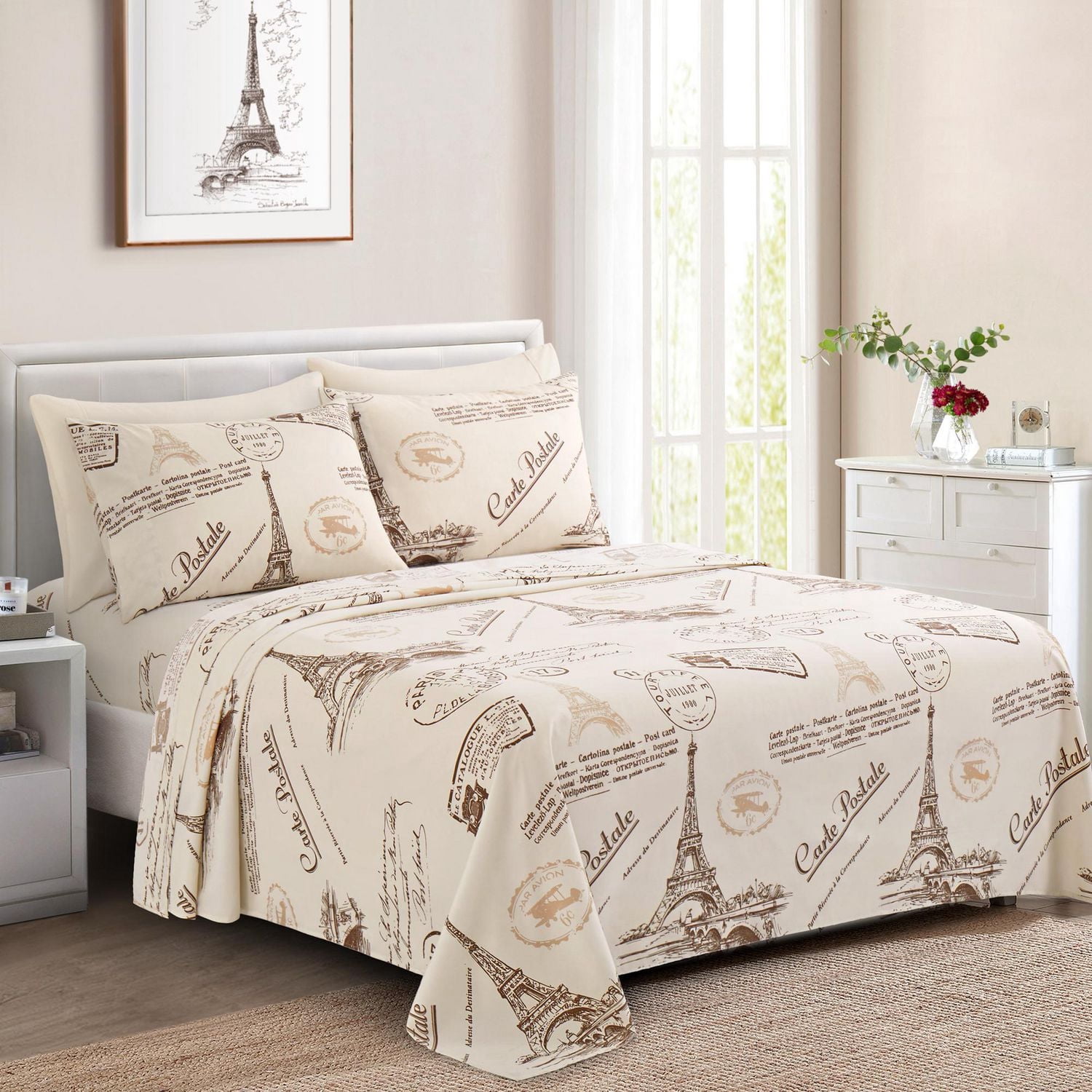 Marina Decoration Ultra Soft Silky Deep Pocket Rich Printed Bedding Rayon from Bamboo All Season Sheet Set with Pillowcases