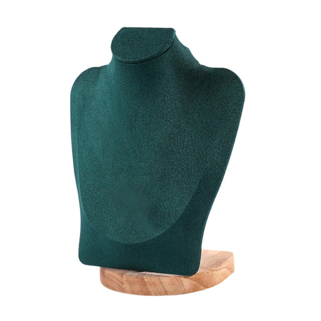 Milaget Necklace Display Chain Bust Stand Holder Decor for Showcase Store Countertop 23 cm Green Velvet