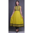 thumbnail image 2 of Bimba Robe Anarkali Tribale Jaune pour Femmes Kurti Imprimé Ethnique Indien Longue Kurta Robe de Soirée Petite, 2 of 6