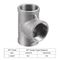 thumbnail image 4 of Uxcell Pipe Fitting Tee NPT Female Thread Hose Connector Adapter 304 Stainless Steel 1-1/4 NPT, 4 of 5