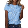 thumbnail image 1 of Pisexur Hauts d'Été pour Femmes, Blouses Habillées Décontractées pour Femmes Hauts à la Mode Chandail Décontracté Imprimé Manches Courtes Col Rond, Grandes Tailles pour Femmes Multicolore, 3TG, 1 of 4