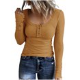 thumbnail image 1 of AherBiu Hauts à Manches Longues pour Femmes, Côtelés, Extensibles, Ajustés, Col Rond, Couche de Base, T-Shirts, Tunique, Chemisier, 1 of 5