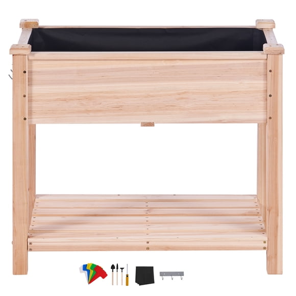 VEVOR Raised Garden Bed, 34 x 18 x 30 in Wooden Planter Box, Elevated Outdoor Planting Boxes with Legs, for Growing Vegetables,Flowers,Fruits,Herbs,and Succulents