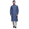 thumbnail image 1 of Atasi Printed Long Kurta For Men With White Churidar Pyjama Set Traditional Wear, 1 of 1