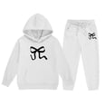 thumbnail image 4 of GDREDA Girls Sets 2 Piece Outfits Spring Children's Hoodie Set With Bow Print White,8-9Years, 4 of 4