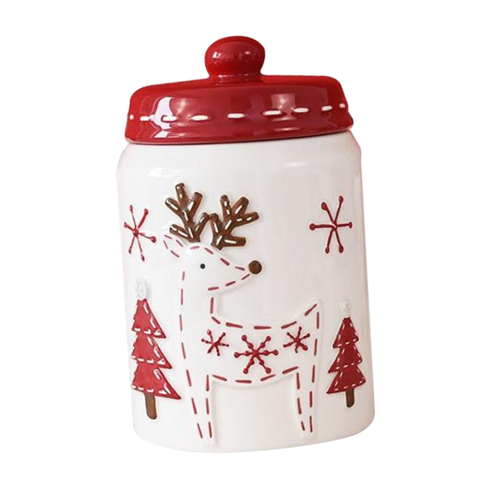 Tnarru Ceramic Cookie Jar Snack Canister Tea Jar Storage Canister Coffee Container Kitchen Canister Tea Canister for Nuts Loose Tea 12.2cmx12.3cmx19.2cm