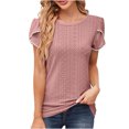 thumbnail image 1 of Timegard Hauts d'Été pour Femmes, Oeillets, Col Rond, Blouse à Manches Courtes Pétale, Chic Décontracté, Hauts Amples, 1 of 7
