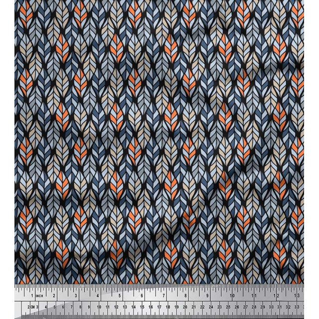 Soimoi Poly Georgette Fabric Leaves Small Decor Fabric Printed Yard 52 Inch Wide
