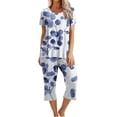 thumbnail image 2 of Fankiway Ensemble de Pyjama pour Femmes à Imprimé, Col Rond, Manches Courtes, Chemise de Nuit et Pantalon, Tenue d'Intérieur avec Poches, Ensemble pour Femmes, Tenues d'Été, Tenues d'Été pour Femmes, 3347 Pcs, 2 of 8