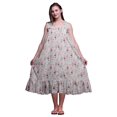 thumbnail image 1 of Bimba Chemises de Nuit en Coton Gris Pâle à Imprimé Tribal Feuilles pour Femmes, Robe Sans Manches, Tenue de Nuit, Robe Maxi, Très Grand, 1 of 6