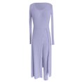 thumbnail image 5 of Zhanying Ensembles en Tricot Deux Pièces Femme Automne Tendance Décontracté Robe Longue à Manches Longues Col Rond Haut Fendu en Tricot Côtelé Doux et Pantalon Violet TG, 5 of 5