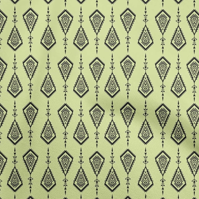 oneOone Velvet Lime Green Fabric Asian Floral Block Craft Projects Decor Fabric Printed By The Yard 58 Inch Wide