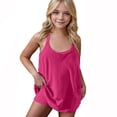 thumbnail image 2 of Timegard Vêtements pour Tout-Petites Fille 1 Pce Col Rond Sans Manches Barboteuses Shorts Ensembles Confortables Couleur Unie Été, 2 of 6