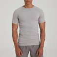 thumbnail image 2 of cfhntfmh Men's Muscle T Shirts Ribbed Knit Stretch Short Sleeve Round Neck Workout Tees Solid Color Slim Fit Knit Shirts, 2 of 7