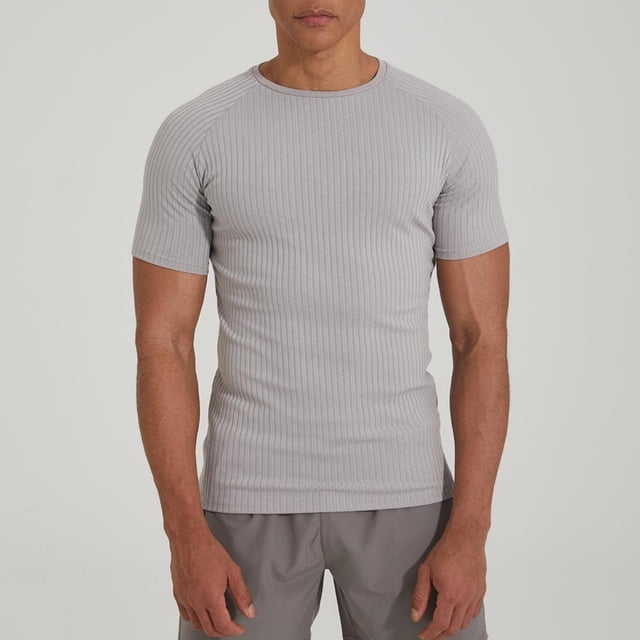 asjyhkr T-Shirts en Velours Côtelé pour Hommes Été 2025 Col Rond Manches Courtes Hauts Mode Décontracté Légers sous-Maillots