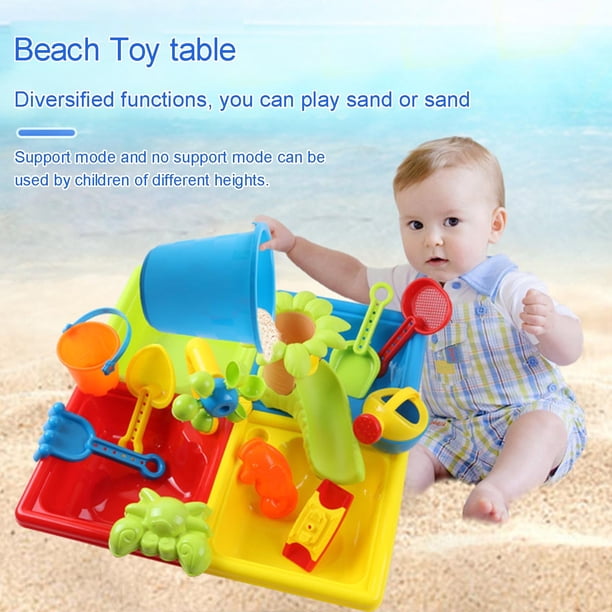 DeAO Table Eau Et Sable 4 En 1 – Activité Sensorielle Extérieure, Accessoires Inclus, Pour Jardin Ou Plage, Dès 3 Ans, Jeu Créatif été