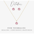 thumbnail image 1 of Goldtone October Pink Tourmaline Birthstone CZ Earring & Necklace Set, 1 of 2