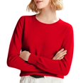 thumbnail image 1 of ManxiVoo Chandail à Capuche Tricoté à Manches Longues et Col Rond pour Femmes, Automne Hiver, Tenue Décontractée, Taille P, Rouge, 1 of 5