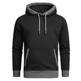 thumbnail image 1 of Yuyuzo Men Pullover Sweatshirts Long Sleeve Drawstring Hooded Sports Solid Color Patchwork Hoodies for Men, 1 of 4