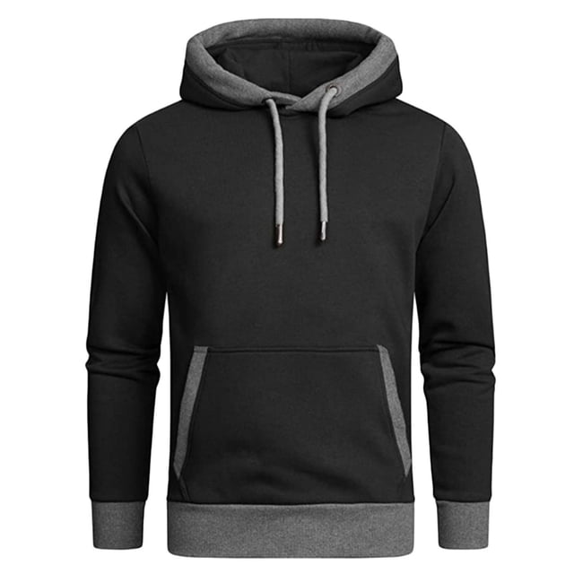 Yuyuzo Men Pullover Sweatshirts Long Sleeve Drawstring Hooded Sports Solid Color Patchwork Hoodies for Men
