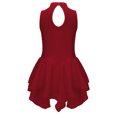 thumbnail image 4 of Girls Shiny Rhinestones Sleeveless Figure Ice Skating Dress Ballet Lyrical Modern Dance Performance Burgundy 16, 4 of 7