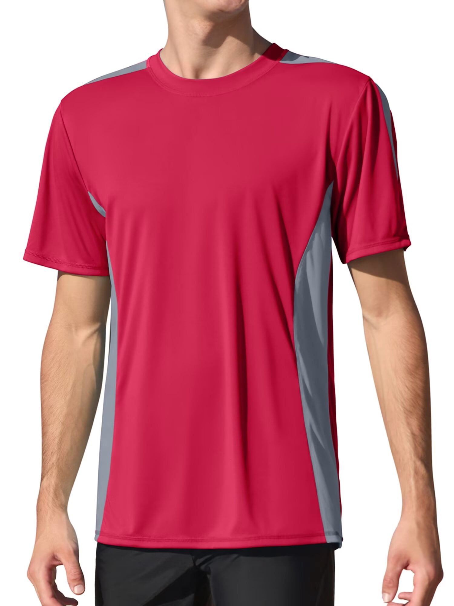 Charmo Mens UPF 50+ Swim Shirts Quick Dry Short Sleeve Swimsuit Tops Sun Protection Running Sufring Rash Guards