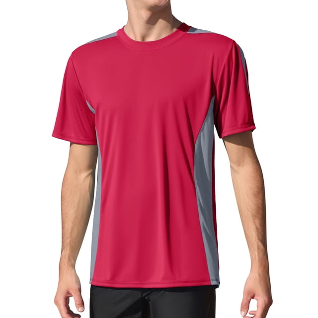 Charmo Mens UPF 50+ Swim Shirts Quick Dry Short Sleeve Swimsuit Tops Sun Protection Running Sufring Rash Guards