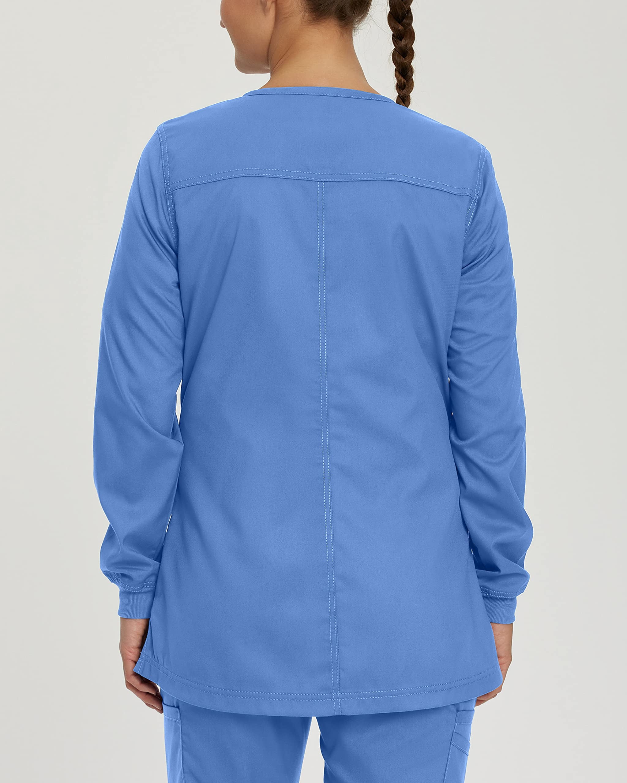 Landau ProFlex Scrub Jacket for Women: Modern Tailored Fit, Stretch, Snap Front Crew Neck Medical Scrubs 3038
