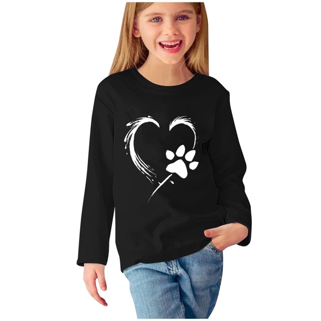 Birdeem Chemises à Manches Longues pour Filles Chemises à Manches Longues Imprimés Mignons Col Rond Hauts Blouses Décontractées Habillées Vêtements Chemises à Manches Longues pour Filles