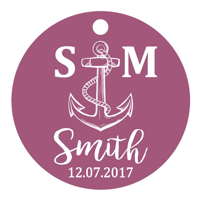 100 Pcs Initiale Personnalisée avec Ancre Cadeau de Faveur de Mariage Papier Tags Fait sur Mesure Rond Hang Tags