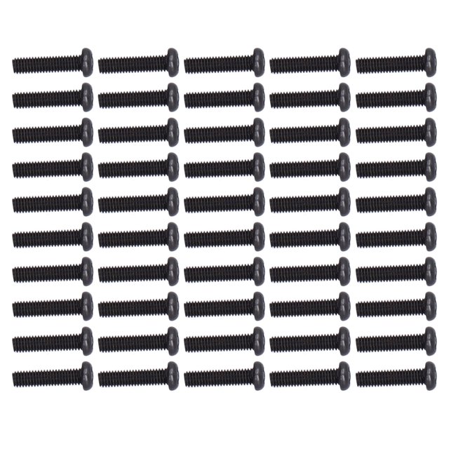 Screws 50pcs DIN 7985 Steel Pan Head Machine Screw Fully Threaded Black Zinc Plated Fastener