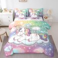 thumbnail image 1 of YST Unicorn Comforter Set Queen 7 Piece,Rainbow Unicorn Bedding Set With Sheets For Kids Girls,Starry Sky Stars Clouds Bed In A Bag With Pillow Cases And Covers,Reversible, 1 of 5
