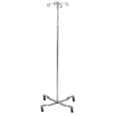 Drive Medical Chrome Economy Removable Top I. V. Pole, 2 Hook Top