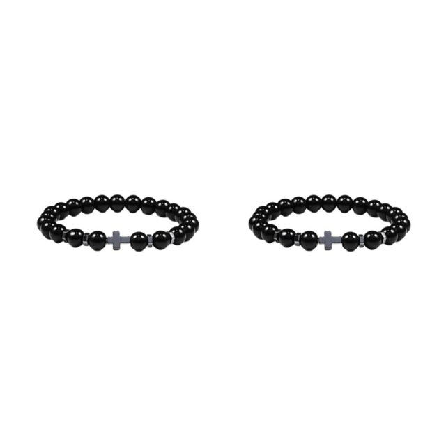 maskred Gifts Unisex Bracelets With Exquisite Beads For Thoughtful Presents Exquisite glossy black 2Set