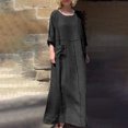 thumbnail image 2 of cfhntfmh Robes en Coton et Lin pour Femmes Décontractées à Col Rond à Manches Longues Longue Robe Maxi avec Poches Grande Taille Robe de Plage Fluide, 2 of 6