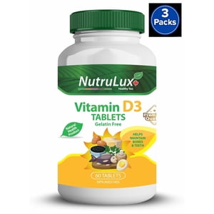 Vitamin D3 (25 mg Vitamin D3 ) Halal Gelatin Free Tablets(Pack of 3)