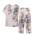 thumbnail image 1 of Penkiiy Ensemble de Pyjama Capri pour Femmes, Chemise Boutonnée à Manches Courtes, Ensembles de Détente, Haut de Nuit et Capri, Ensemble de Pyjama 2 Pcs, 4TG Multicolore, 1 of 1
