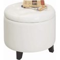 thumbnail image 1 of Ottomane de Rangement Ronde Confortable 19,75 Pouces - Repose-Pieds Contemporain Polyvalent pour Salon, Bureau, Similicuir Ivoire, 1 of 1