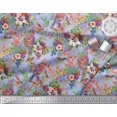 thumbnail image 3 of Soimoi Poly Georgette Fabric Birds,Leaves & Lily Floral Print Sewing Fabric Yard 42 Inch Wide, 3 of 3