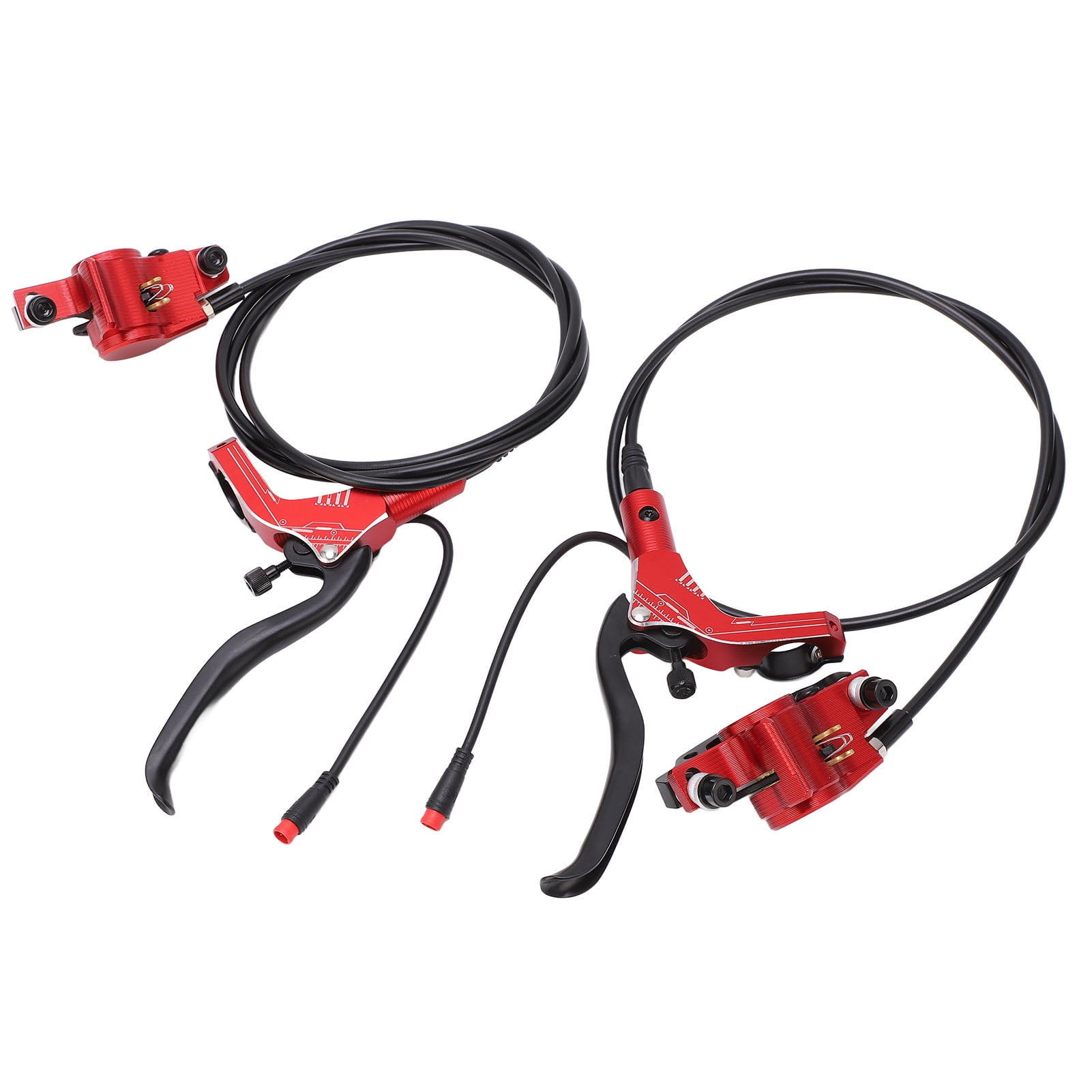 Bike Disc Brake Set, Power Cut Off Type Hydraulic Disc Brake Kit Sensitive  For Electric Scooter Black,Red