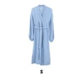 thumbnail image 4 of Dalazy Women Spring Front Open Casual Style Sleepwear Girls Simple Long Sleeve Sleep Robe Home Pajama Clothing Blue S, 4 of 6