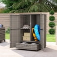 thumbnail image 1 of Outsunny Wicker Outdoor Storage Cabinet, Pool Towel Storage Cabinet, Grey, 1 of 10