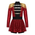 thumbnail image 1 of Loodgao Combinaison de Cirque Scintillante pour Filles, Manches Longues, à Sequins et à Franges, Rouge 6, 1 of 7