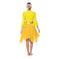 thumbnail image 3 of RUNQHUI Robe de Danse Métallique pour Femmes, une Épaule, Manches Évasées, Tenue de Danse Liturgique, Tunique de Danse de Culte, Jaune TTG, 3 of 8