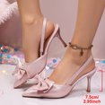 thumbnail image 4 of Heels for Women, Pointed Toe Bowknot Slingback Block Heels, Solid Color Closed Toe Pumps for Casual Office Party, 4 of 8