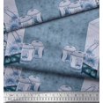 thumbnail image 3 of Soimoi Blue Polyester Crepe Fabric & Floral Artistic Print Fabric by Yard 42 Inch Wide, 3 of 3