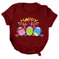thumbnail image 2 of Daisyyozoid Chandail en Molleton Drôle de Pâques pour Femmes Décontracté Ample Col Rond Manches Courtes Imprimé Lettre Blouse T-shirt, 2 of 4